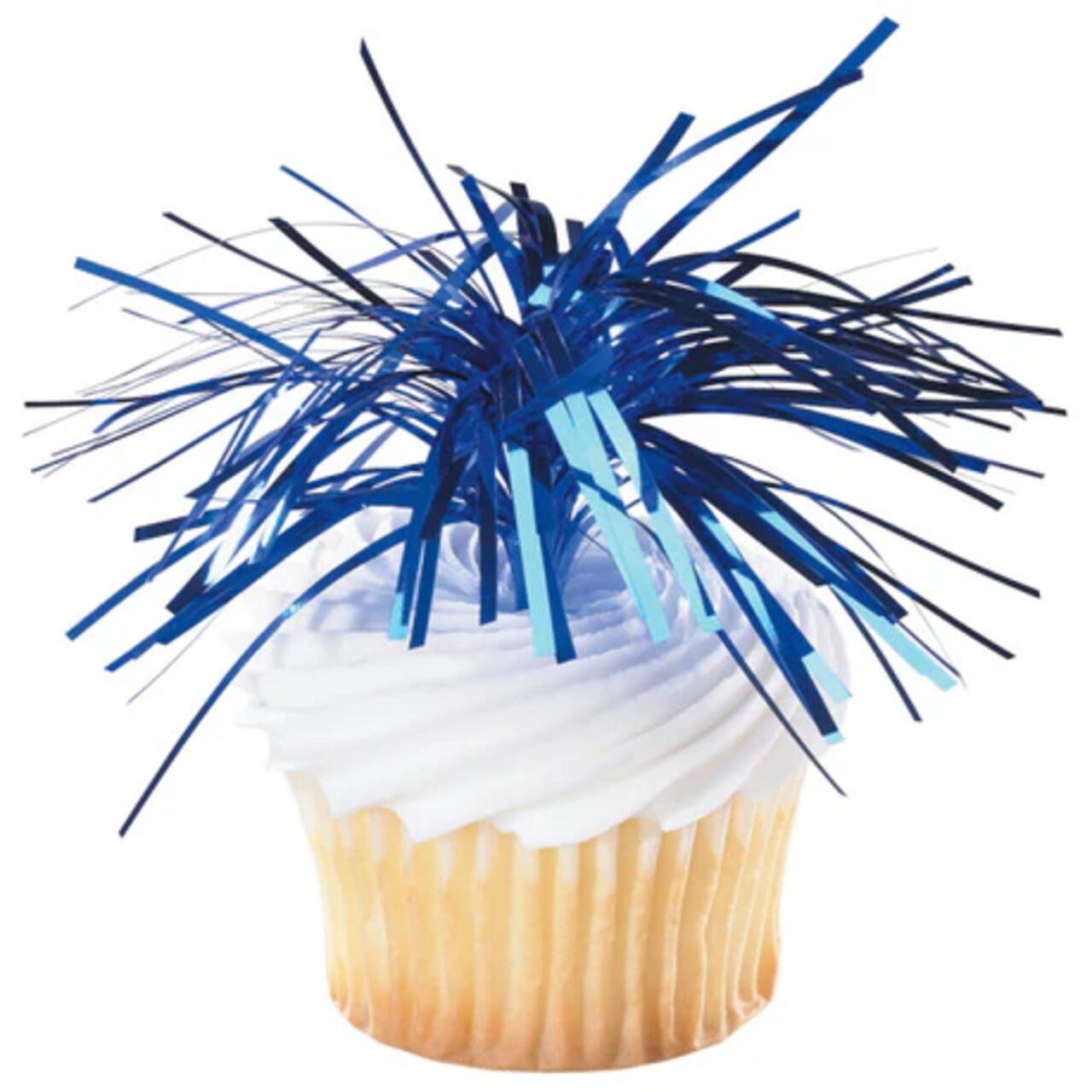 Blue Spray Mylar Celebration cake and cupcakes picks - set of 24